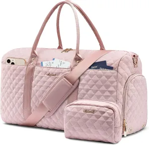 LOVEVOOK Travel Duffle Bag,Carry on Overnight Bag with Shoe Compartment,Weekender Bags for Women with Toiletry Bag,Gym Duffel Bag with Wet Pocket,Hospital Bags for Labor and Delivery