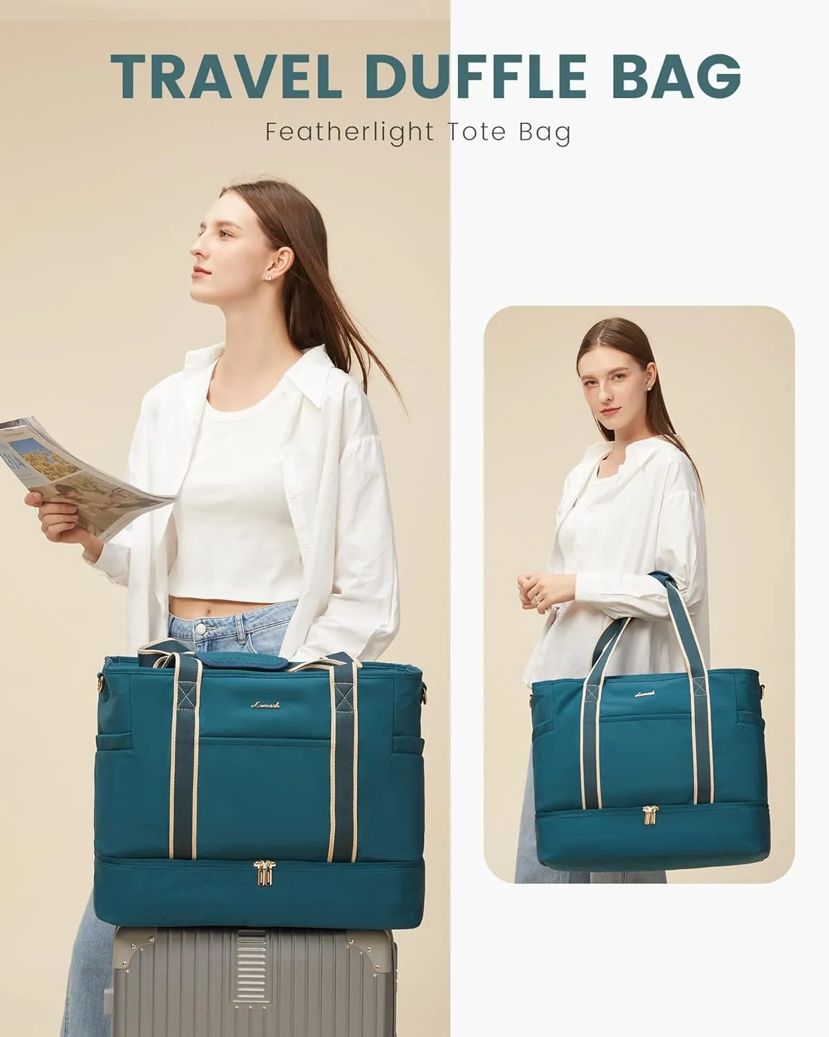 LOVEVOOK Travel Duffle Bags for Women, 45L carry on weekender bags, personal item travel bag with Toiletry, hospital for women labor delivery overnight bag, gym bag for women