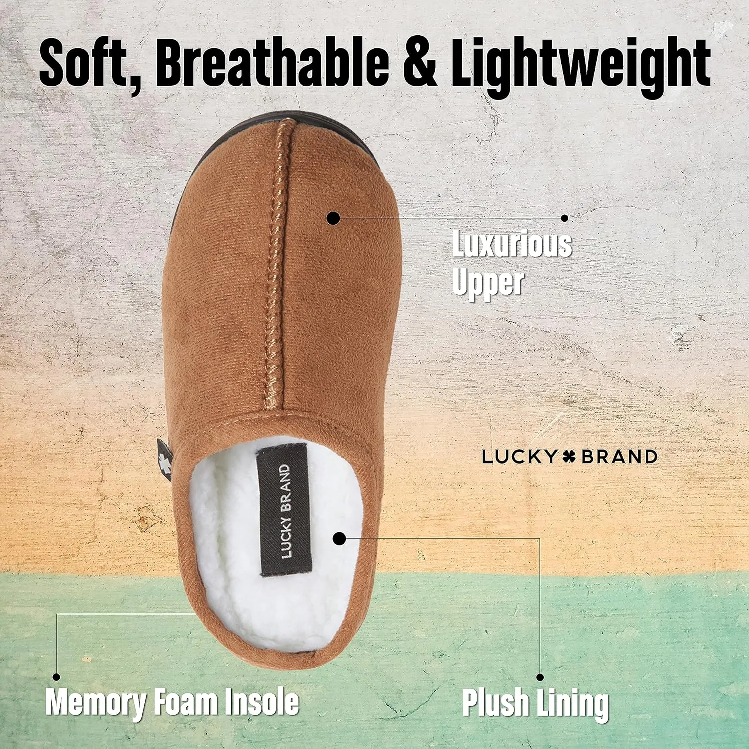 Lucky Brand Boy's Faux Wool Clog Slippers with Memory Foam