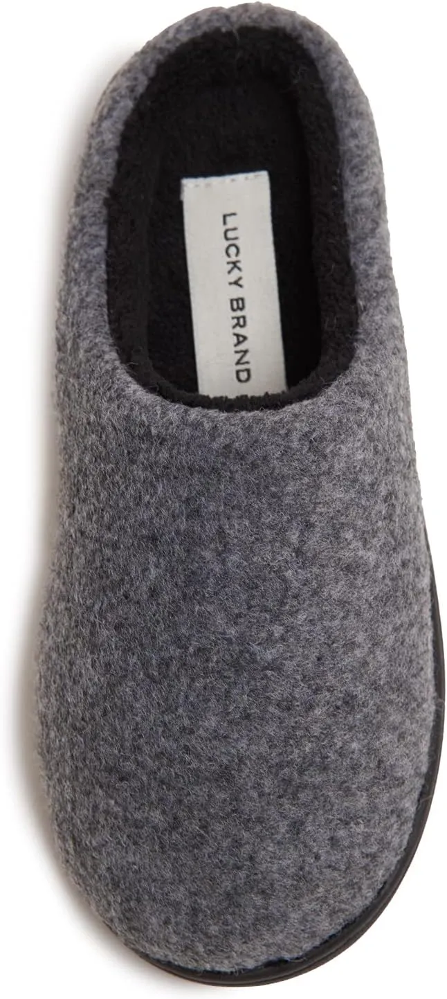 Lucky Brand Boy's Faux Wool Clog Slippers with Memory Foam