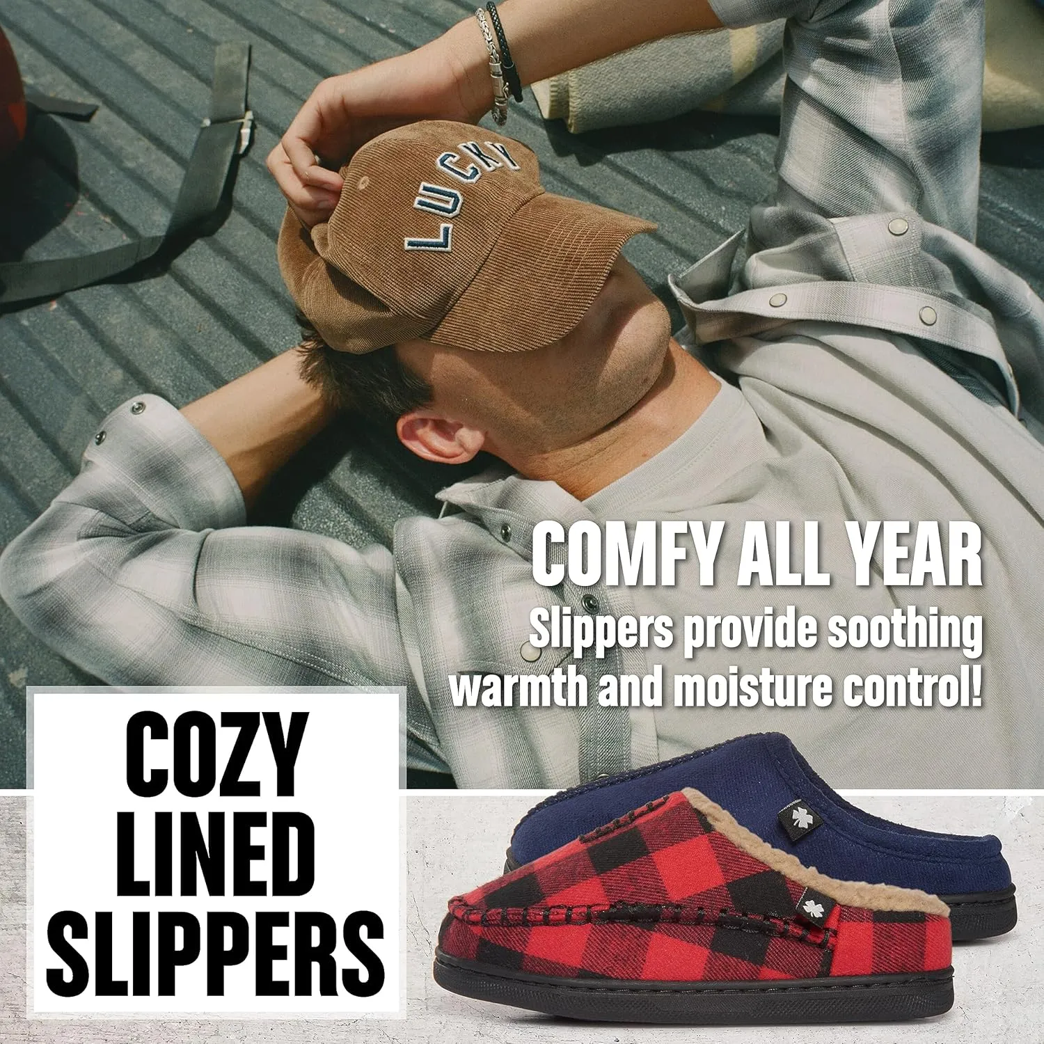 Lucky Brand Boy's Faux Wool Clog Slippers with Memory Foam