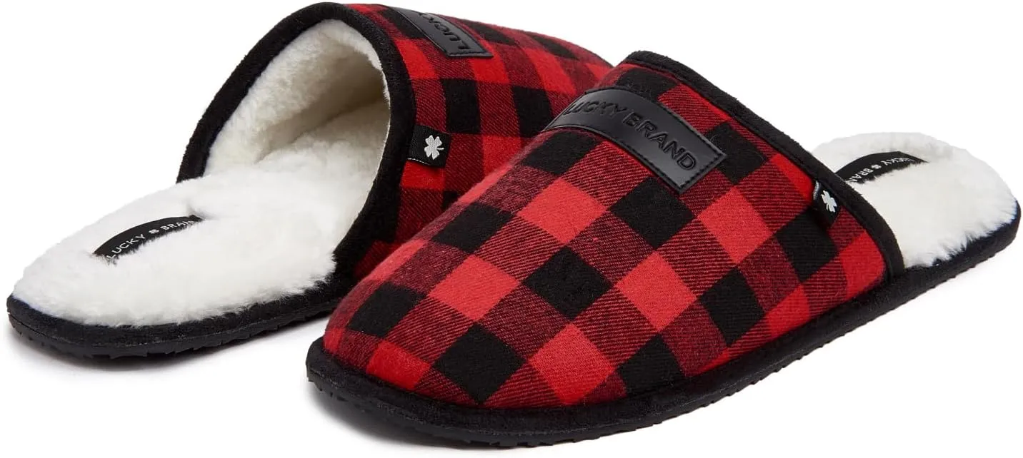 Lucky Brand Men's Plaid Clog Slippers with Memory Foam – Cozy, Stylish Comfort for Every Step