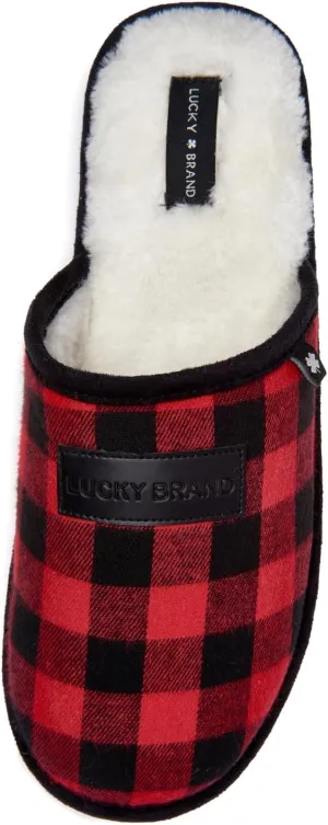 Lucky Brand Men's Plaid Clog Slippers with Memory Foam – Cozy, Stylish Comfort for Every Step