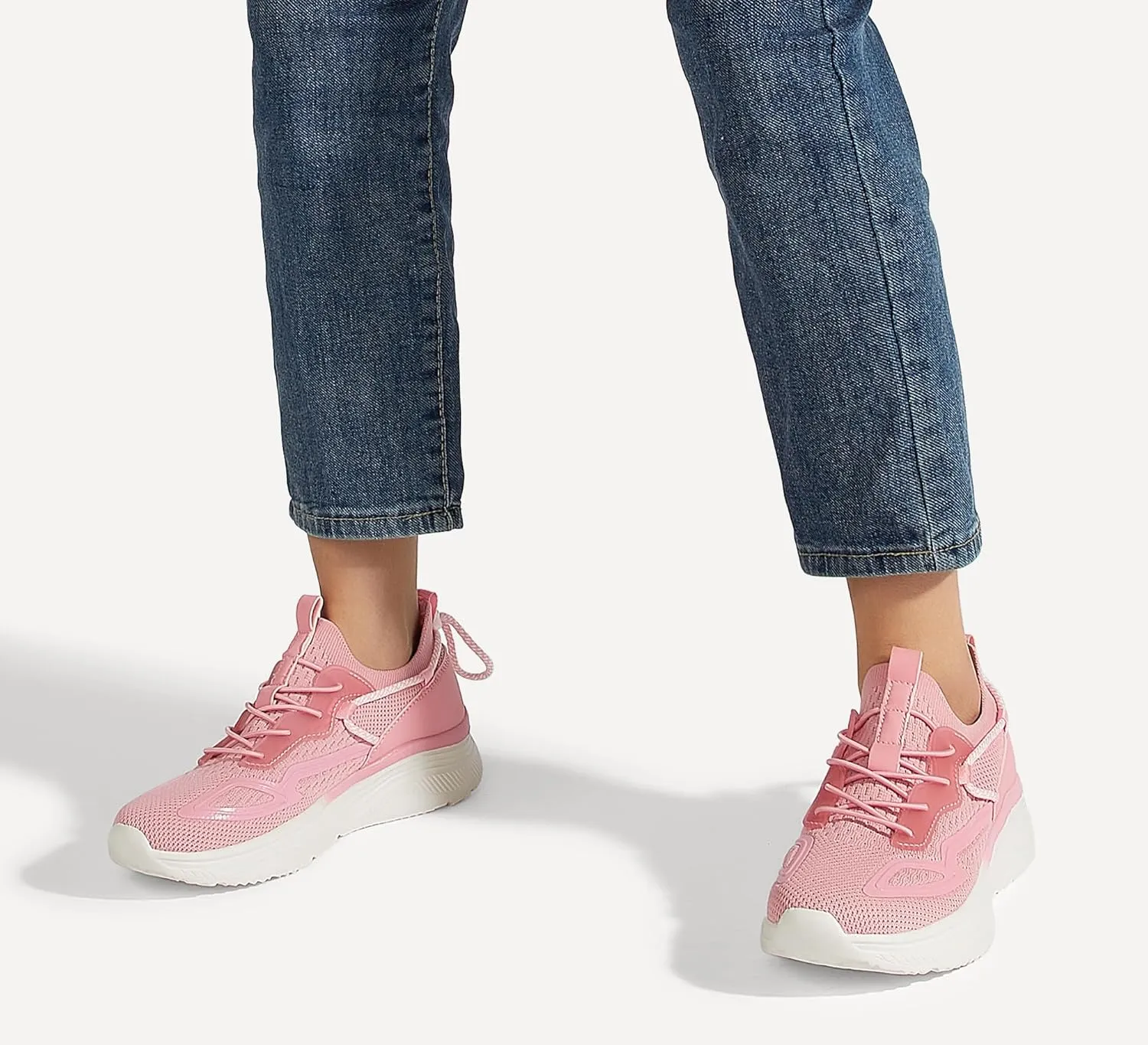 LUCKY STEP Women's Slip On Walking Shoes Mesh Tennis Workout Comfortable Lightweight Athletic Gym Trainers Stylish Breathable Fashion Sneakers