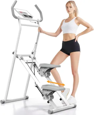 MACYO Stair Stepper for Home Workout - Full-Size Foot Pedals with Tablet Holder, Foldable Stepping Climbers, Easy Assembly, Compact Design for Cardio & Leg Training