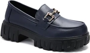 Maichal Platform Loafers for Women Slip On Chunky Heel Lug Sole Shoes Business Work Dressy Loafers with Chain