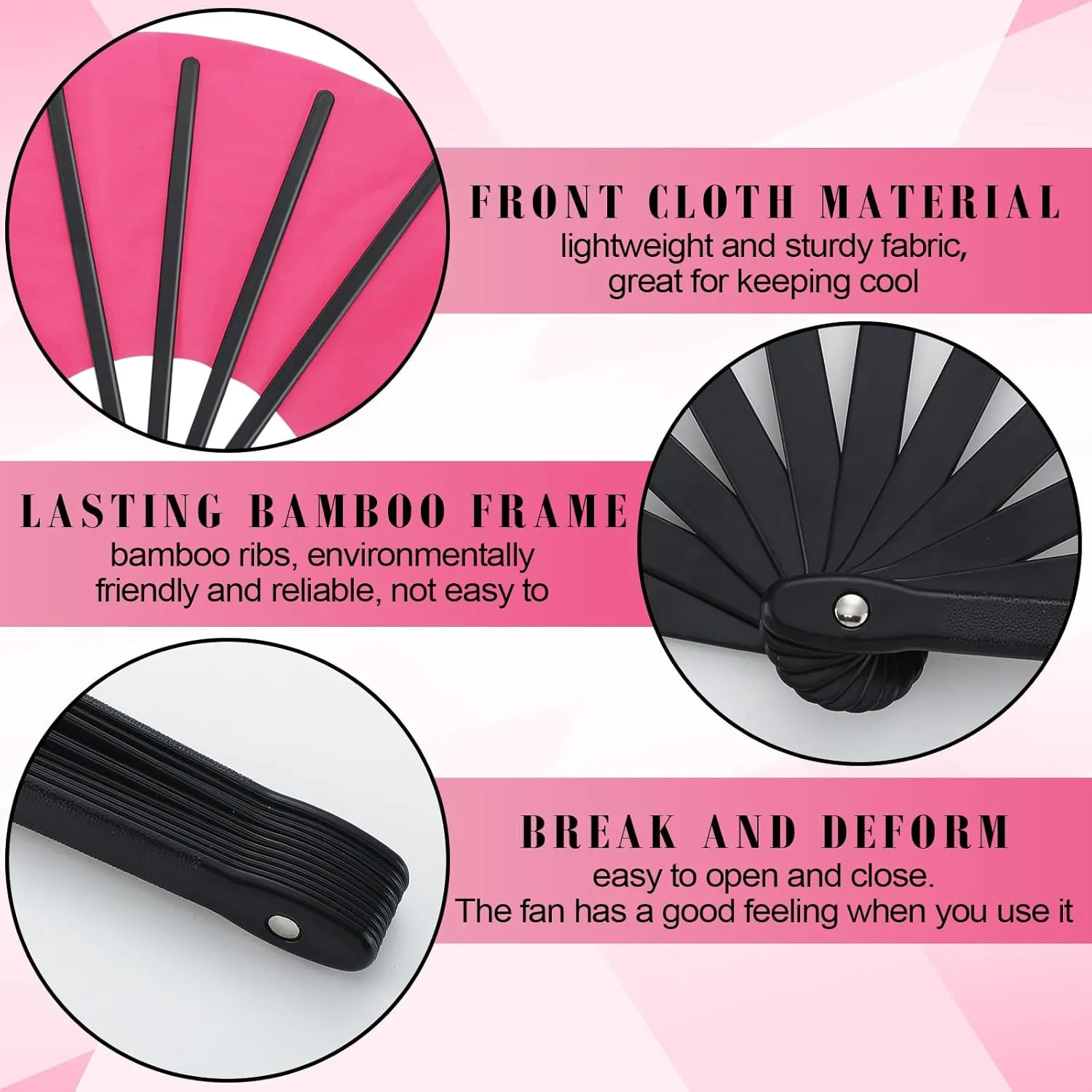 Maitys 2 Pcs Large Clap Fans for Line Dancing Folding Hand Rave Fan Nylon Cloth Foldable for Line Dancing Festival Craft Dance Decoration for Party Favors