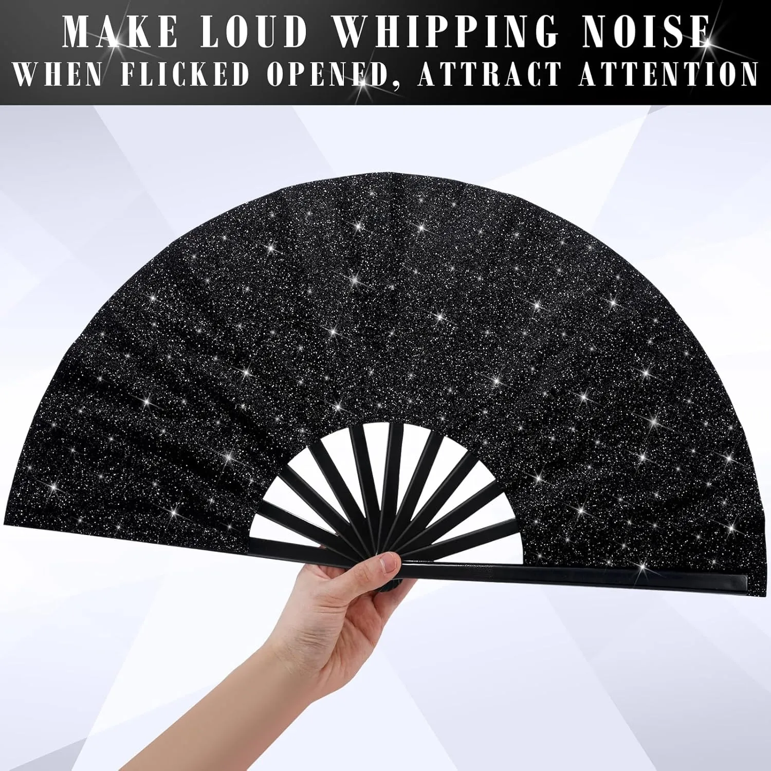 Maitys 2 Pcs Large Clap Fans for Line Dancing Folding Hand Rave Fan Nylon Cloth Foldable for Line Dancing Festival Craft Dance Decoration for Party Favors