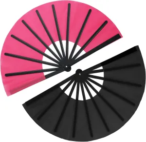 Maitys 2 Pcs Large Clap Fans for Line Dancing Folding Hand Rave Fan Nylon Cloth Foldable for Line Dancing Festival Craft Dance Decoration for Party Favors