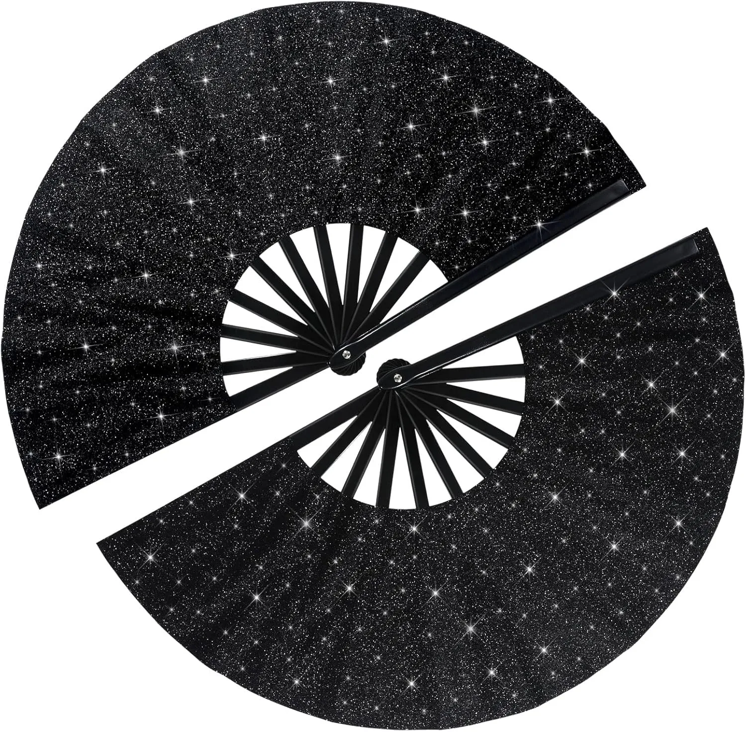 Maitys 2 Pcs Large Clap Fans for Line Dancing Folding Hand Rave Fan Nylon Cloth Foldable for Line Dancing Festival Craft Dance Decoration for Party Favors