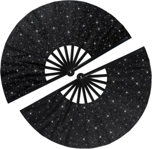 Maitys 2 Pcs Large Clap Fans for Line Dancing Folding Hand Rave Fan Nylon Cloth Foldable for Line Dancing Festival Craft Dance Decoration for Party Favors