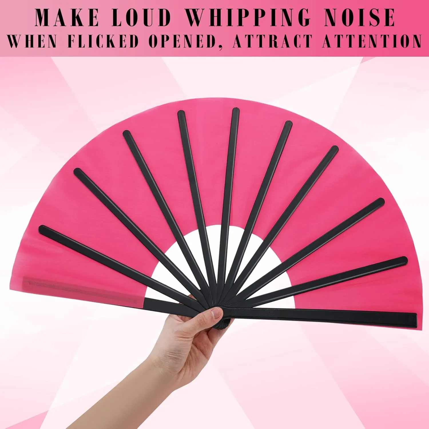 Maitys 2 Pcs Large Clap Fans for Line Dancing Folding Hand Rave Fan Nylon Cloth Foldable for Line Dancing Festival Craft Dance Decoration for Party Favors