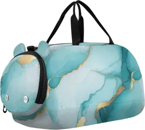 Marble Turquoise Teal Duffel Bag with Shoes Compartment Large Capacity Sports Duffel Bag for Travel, Sports, Duffel, Weekender