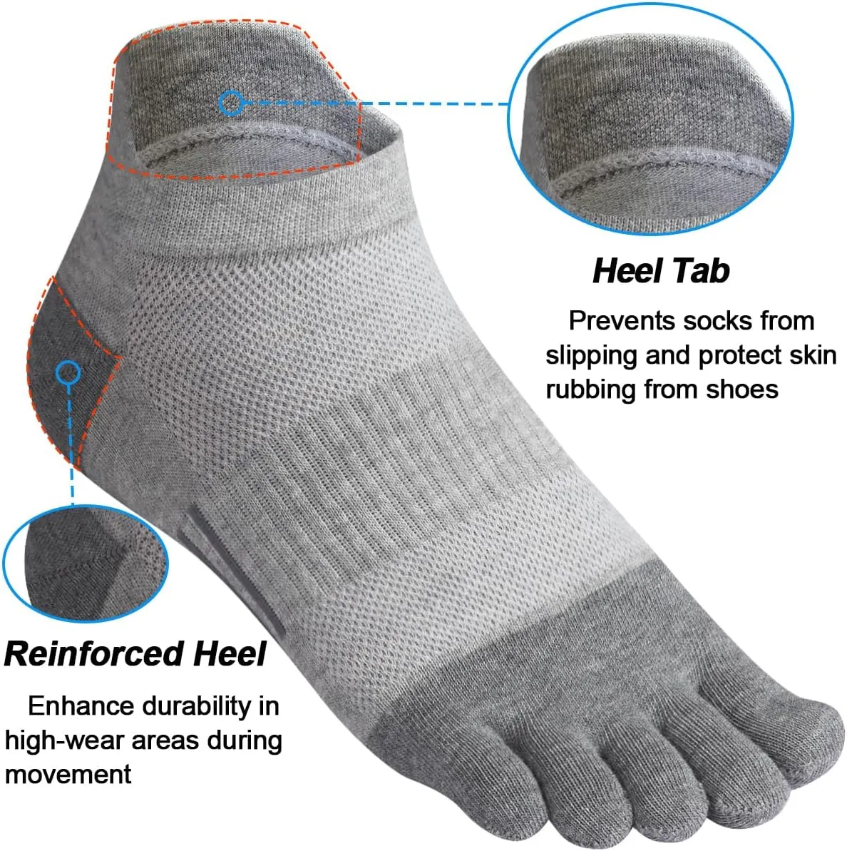 Meaiguo Men's Toe Socks Cotton Five Finger Socks Athletic Toe Socks for Running