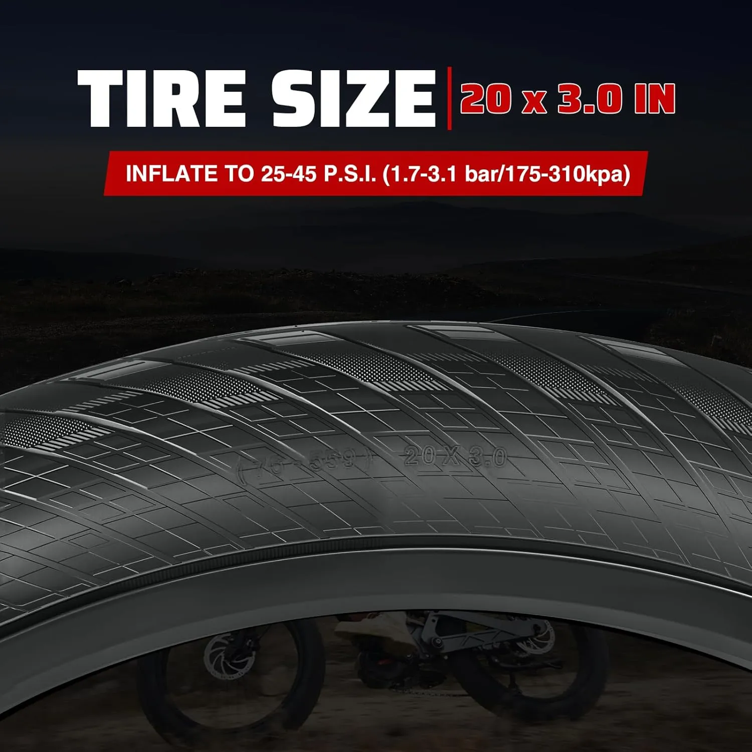 MEGHNA Fat Bike Tire 20/24 x 3.0 inch Mountain Bike Fat Tire 20/24 inch Heavy Duty Arrow Grooves Anti-Slip Foldable Replacement All Terrain Tire for Mountain Snow Kids Bike Beach Cruiser E-Bike