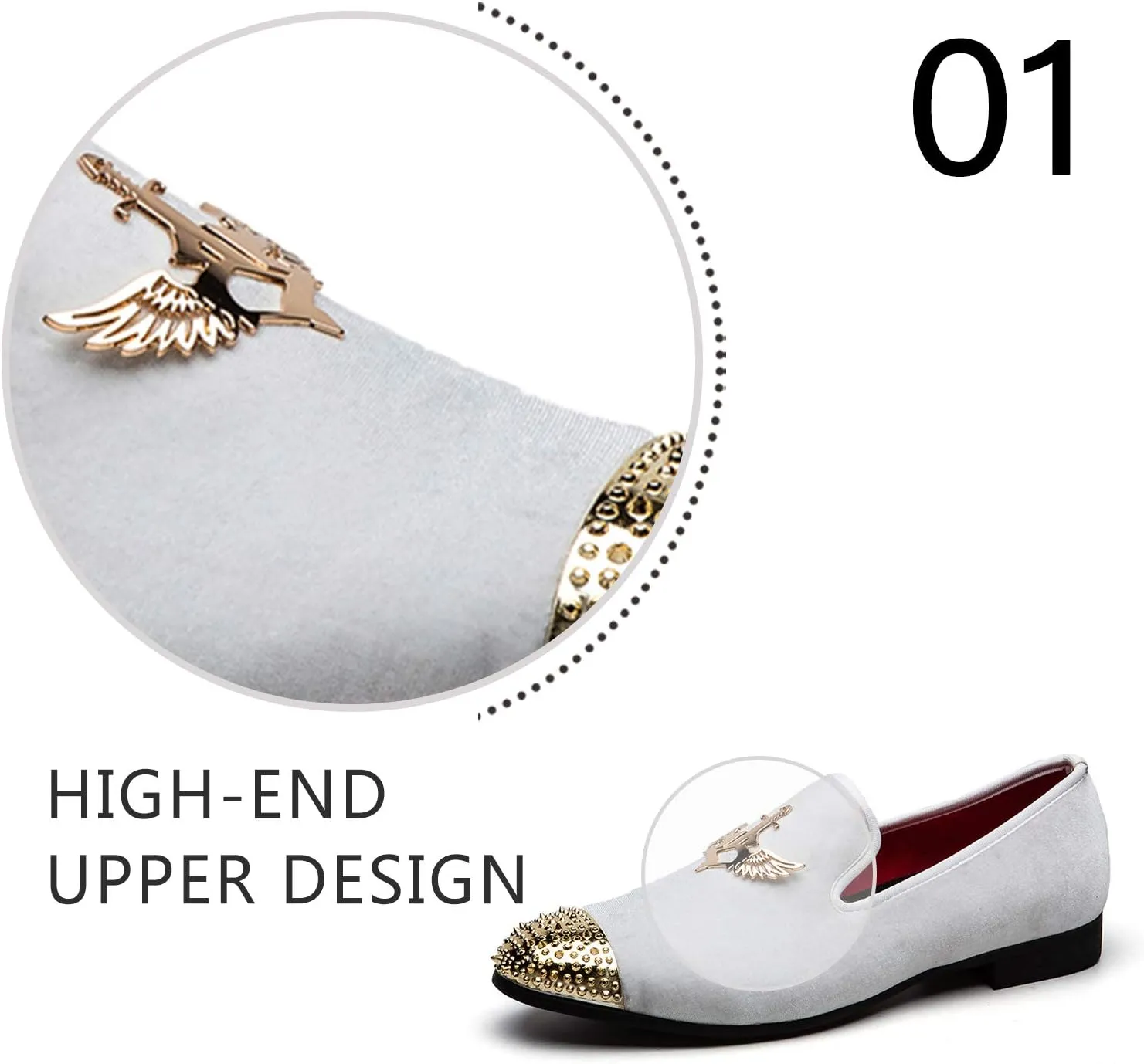 Men Genuine Leather Mens Metallic Textured Slip-on Glitter Loafers Shoes