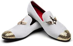 Men Genuine Leather Mens Metallic Textured Slip-on Glitter Loafers Shoes