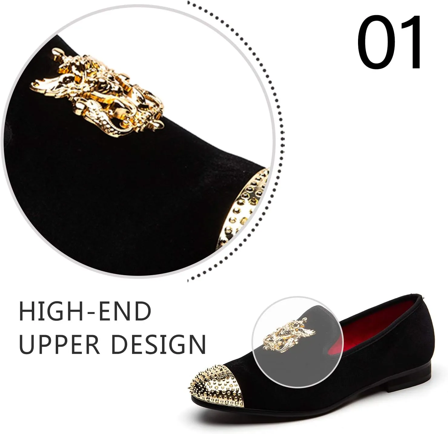 Men Genuine Leather Mens Metallic Textured Slip-on Glitter Loafers Shoes