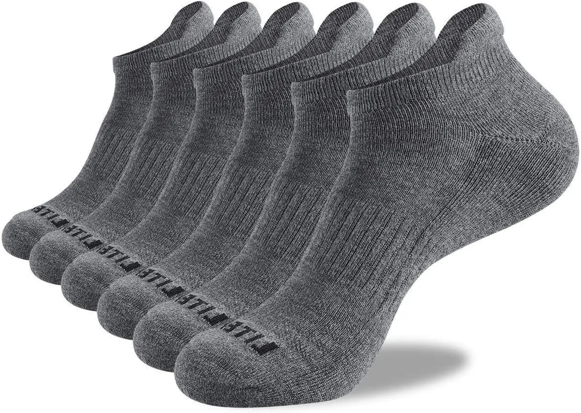 Mens Ankle Socks 6 Pack Low Cut Athletic Running Cushioned Tab Socks