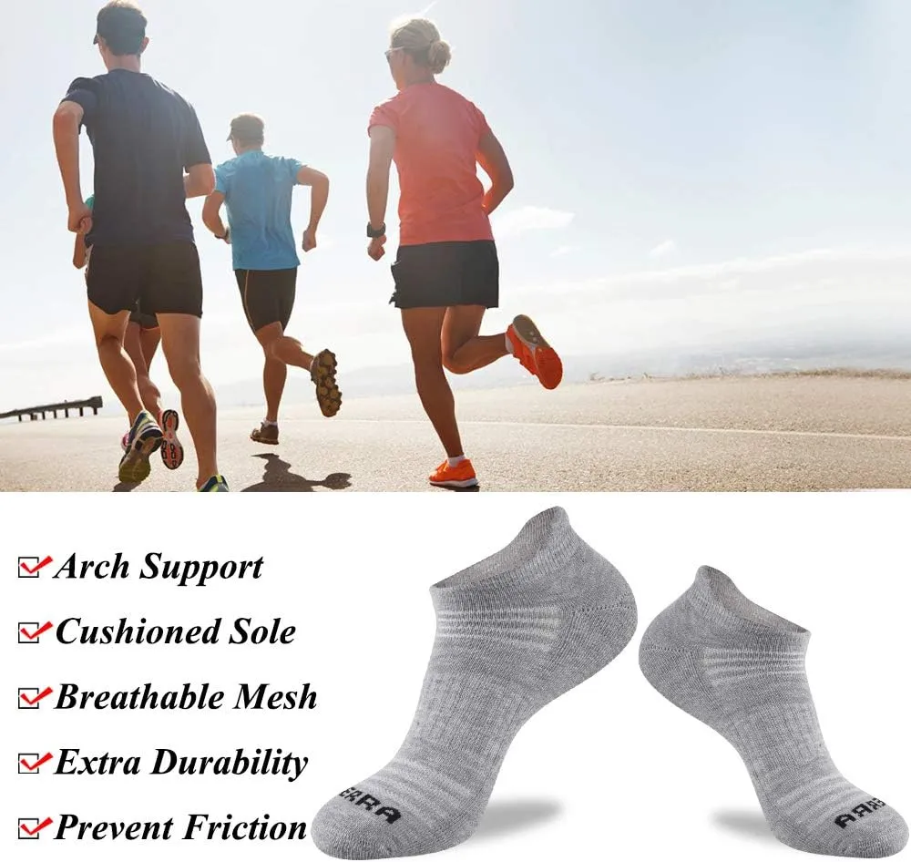 Mens Ankle Socks 6 Pack Low Cut Athletic Running Cushioned Tab Socks