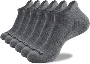 Mens Ankle Socks 6 Pack Low Cut Athletic Running Cushioned Tab Socks