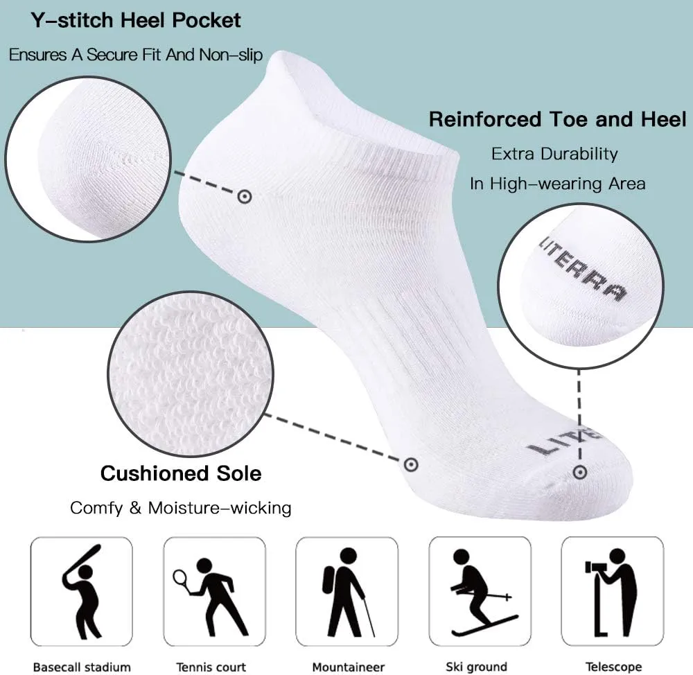 Mens Ankle Socks 6 Pack Low Cut Athletic Running Cushioned Tab Socks
