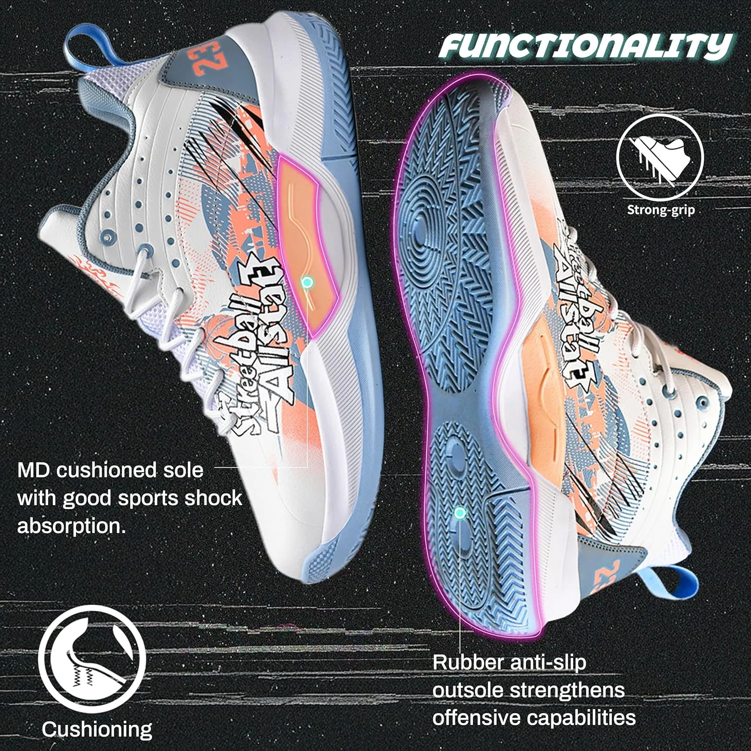 Men's Basketball Shoes Fashionable Multifunctional Outdoor Shoes Lightweight Wear-Resistant Shock-Absorbing Training Shoes Running Shoes