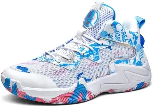 Mens Basketball Shoes Lightweight Breathable Non Slip Outdoor High Top Sneakers Cushioning Workout Boots for Fitness Streetball Shoe Sports Shoe for Running Walking
