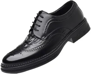 Men's Brogue Oxfords Shoes Fashion Classic Carved Lace Up Leather Low Heels Dress Shoe