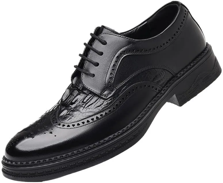 Men's Brogue Oxfords Shoes Fashion Classic Carved Lace Up Leather Low Heels Dress Shoe