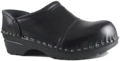 Men's Båstad Steel Toe Picasso Black Leather Clogs 46 EU