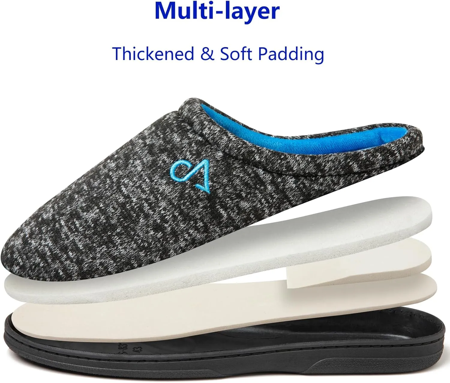 Men's Cozy House Slippers Indoor Shoes Memory Foam Insoles & Rubber Soles