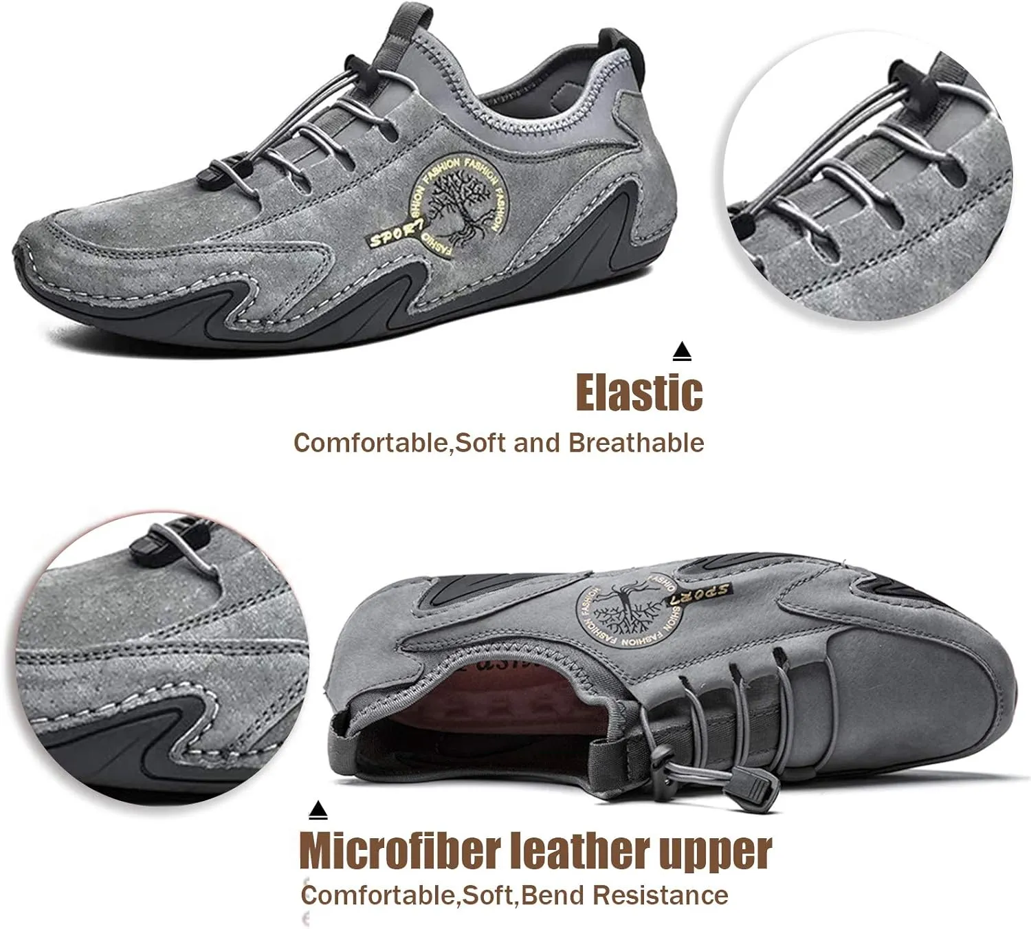 Mens Driving Loafers Shoes Casual Shoes Slip On Flat Loafers Boat Shoes Moccasins Lightweight Soft Comfort Lace up Oxford Walking Shoe for Work Office Dress Outdoor Slippers Hand Stitching Ankle Boots