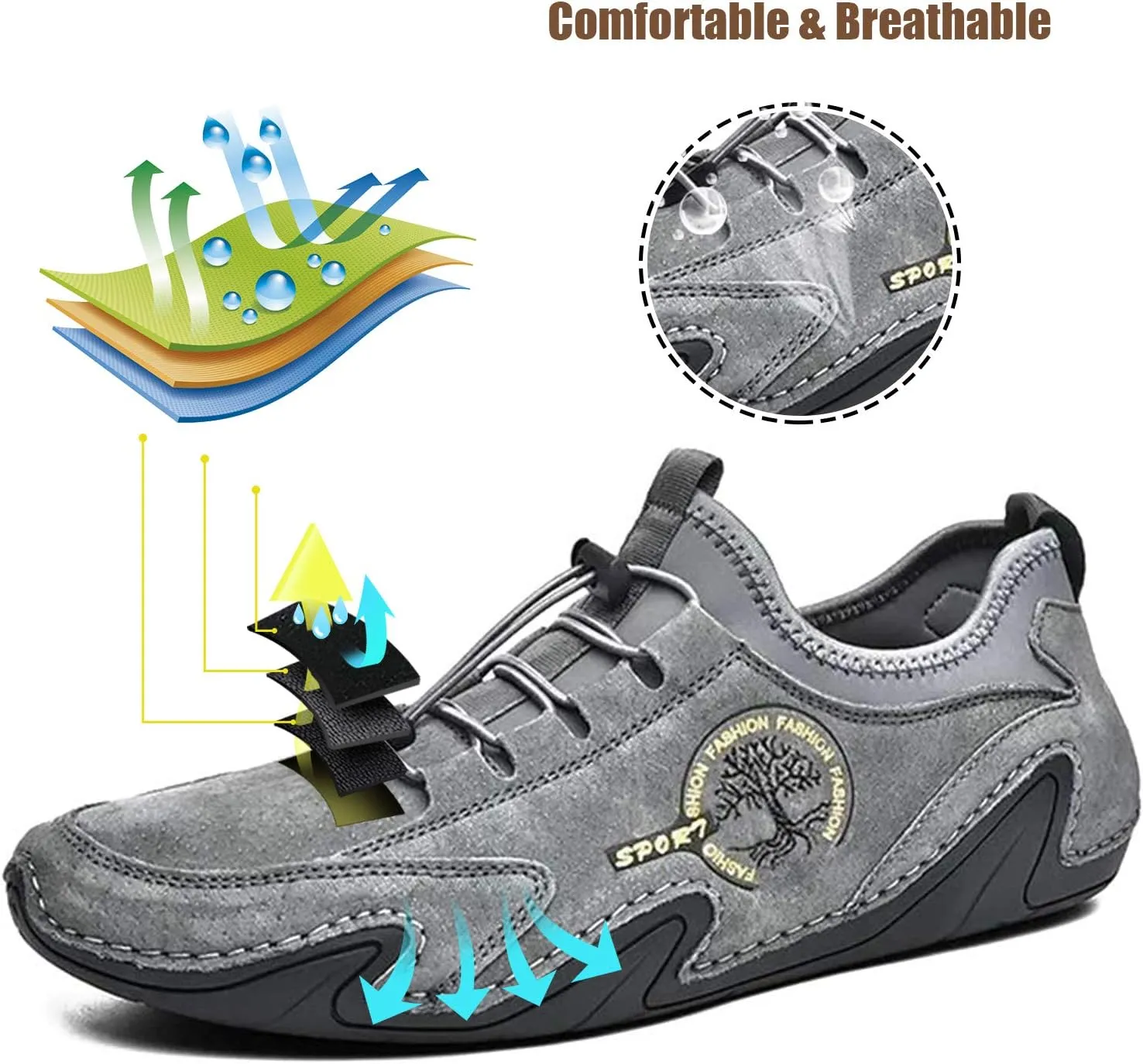 Mens Driving Loafers Shoes Casual Shoes Slip On Flat Loafers Boat Shoes Moccasins Lightweight Soft Comfort Lace up Oxford Walking Shoe for Work Office Dress Outdoor Slippers Hand Stitching Ankle Boots