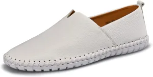 Men's Genuine Leather Loafer Shoes Slip On Soft Breathable Handmade Stitching Fashion Casual Shoes Lightweight Driving Dress Shoe