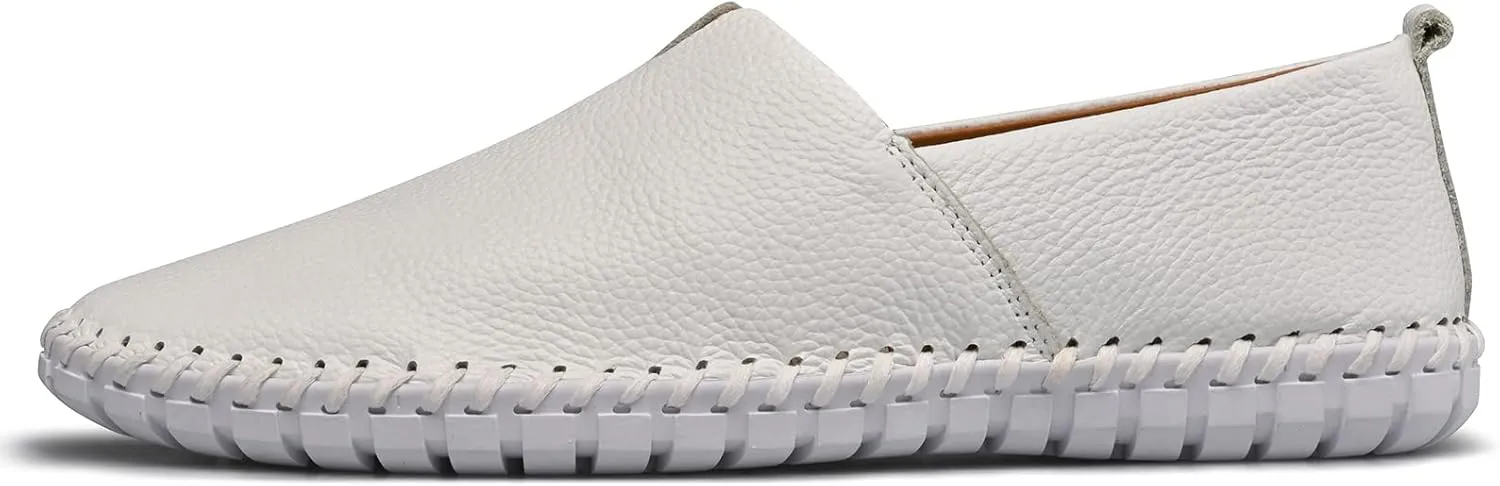 Men's Genuine Leather Loafer Shoes Slip On Soft Breathable Handmade Stitching Fashion Casual Shoes Lightweight Driving Dress Shoe