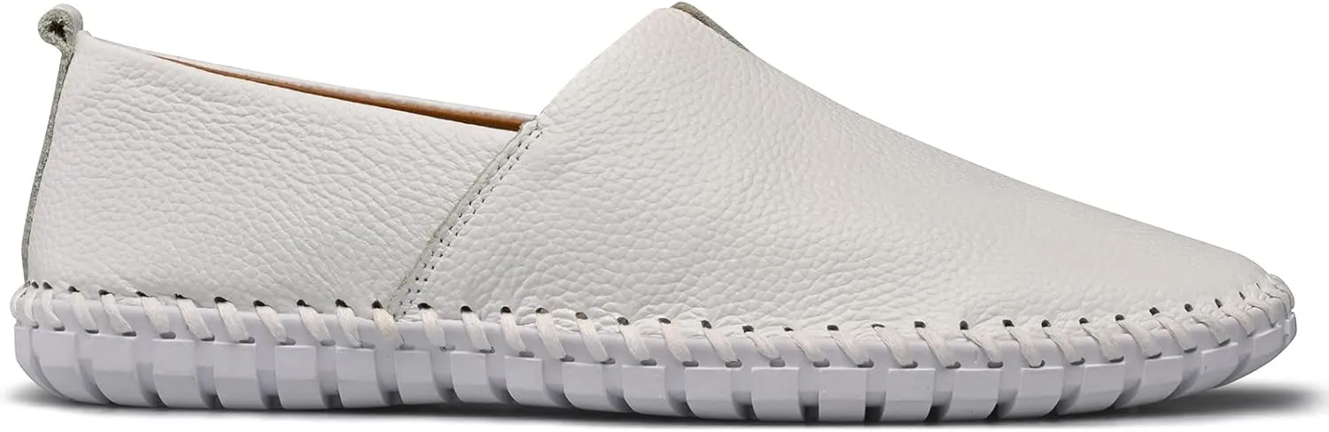 Men's Genuine Leather Loafer Shoes Slip On Soft Breathable Handmade Stitching Fashion Casual Shoes Lightweight Driving Dress Shoe