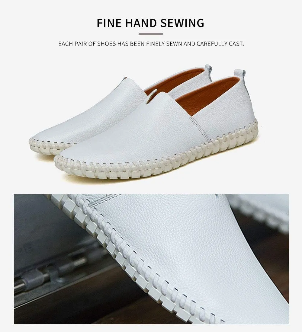 Men's Genuine Leather Loafer Shoes Slip On Soft Walking Driving Shoes