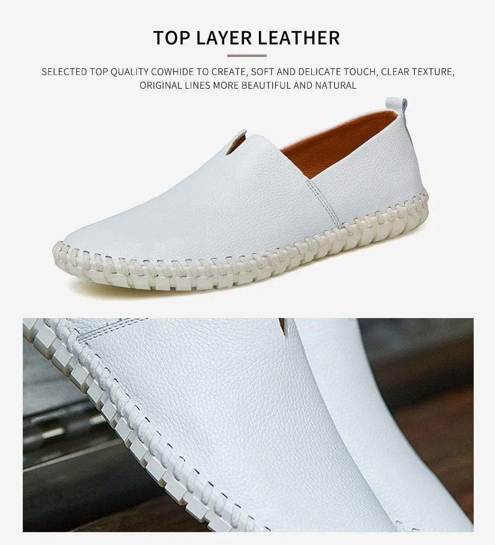 Men's Genuine Leather Loafer Shoes Slip On Soft Walking Driving Shoes