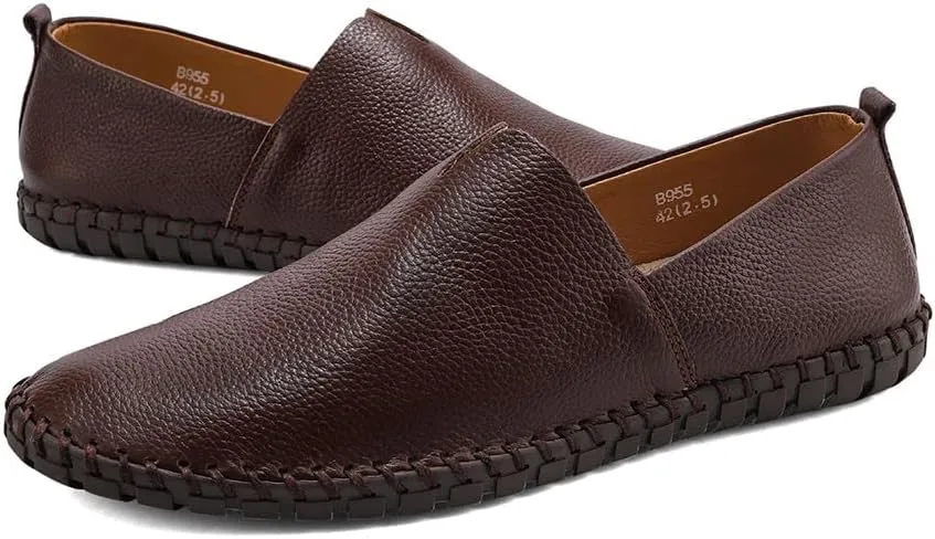 Men's Genuine Leather Loafer Shoes Slip On Soft Walking Driving Shoes