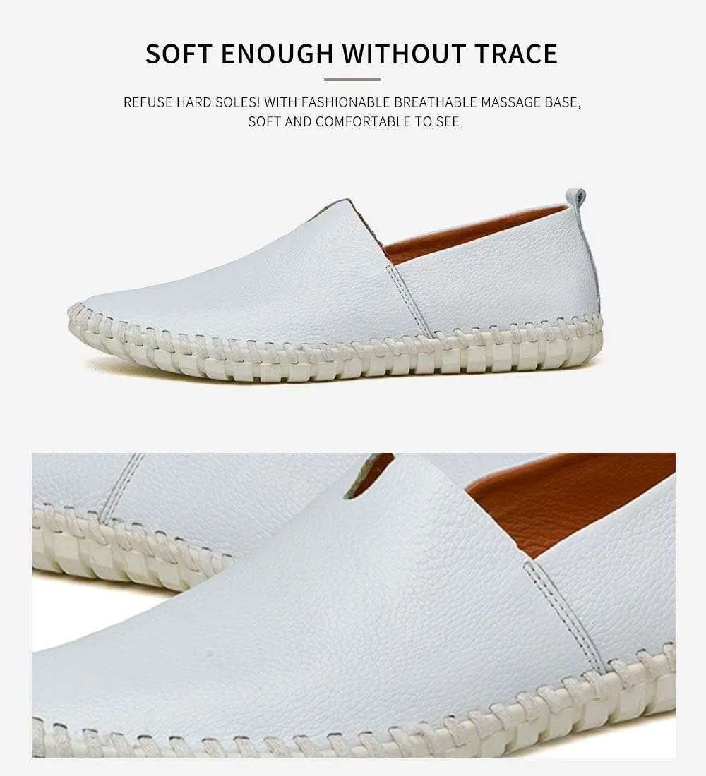 Men's Genuine Leather Loafer Shoes Slip On Soft Walking Driving Shoes