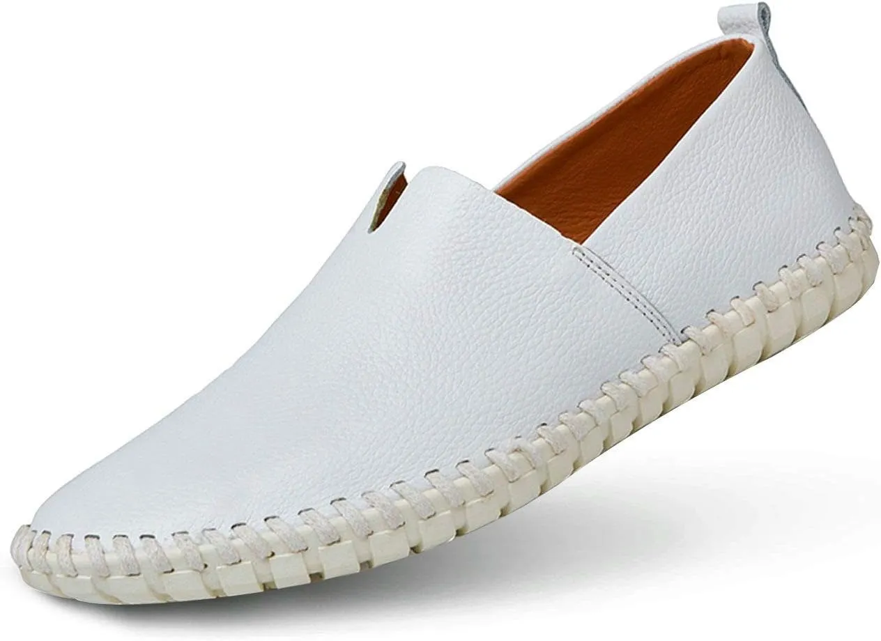 Men's Genuine Leather Loafer Shoes Slip On Soft Walking Driving Shoes