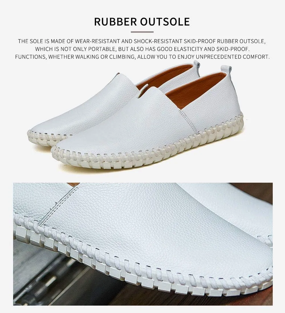 Men's Genuine Leather Loafer Shoes Slip On Soft Walking Driving Shoes
