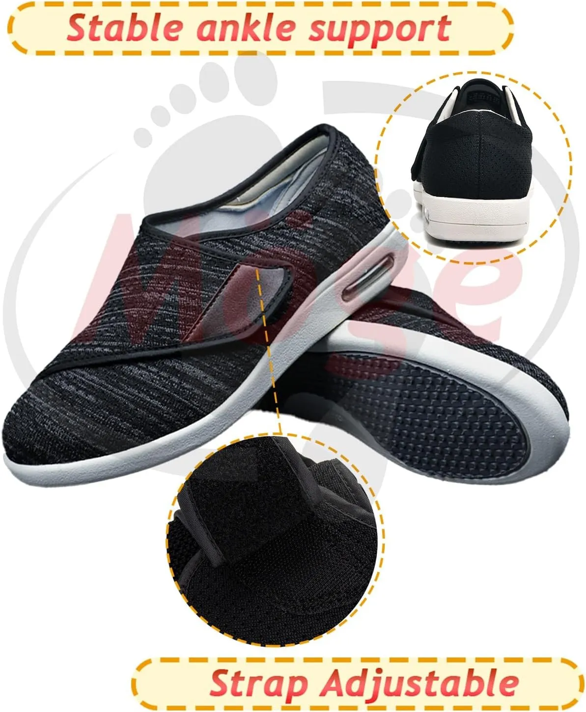 Men's Hands-Free Slip On Shoes Comfortable Tennis Sneakers with 3 Pairs Insoles Replacement for Elderly Swollen Feet Lightweight Loafer Slip On Boat Wide Fit Trainers Men