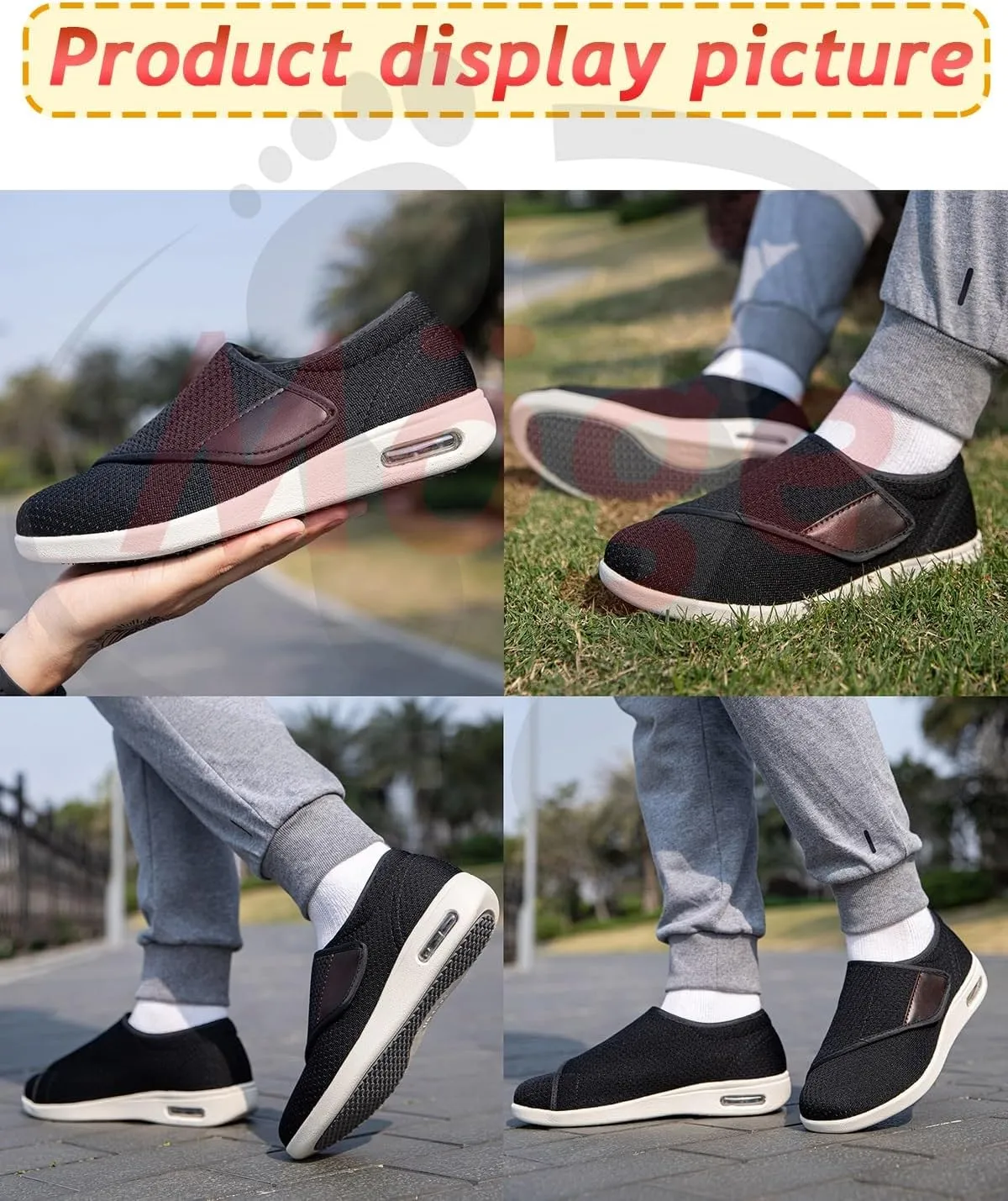 Men's Hands-Free Slip On Shoes Comfortable Tennis Sneakers with 3 Pairs Insoles Replacement for Elderly Swollen Feet Lightweight Loafer Slip On Boat Wide Fit Trainers Men
