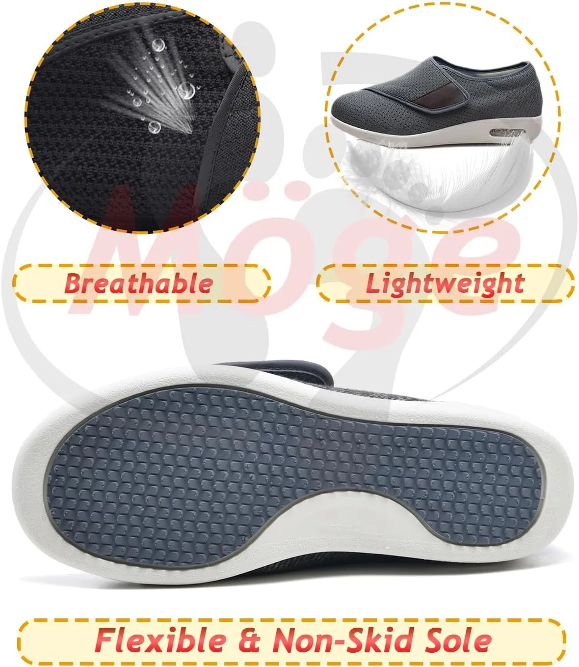 Men's Hands-Free Slip On Shoes Comfortable Tennis Sneakers with 3 Pairs Insoles Replacement for Elderly Swollen Feet Lightweight Loafer Slip On Boat Wide Fit Trainers Men