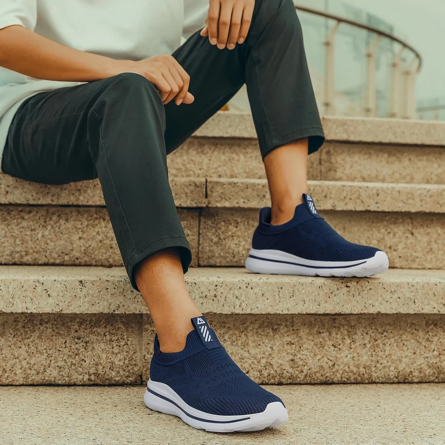 Men's Hands-Free Slip On Sneakers | Laceless Walking Shoes for Gym/Travel/Office