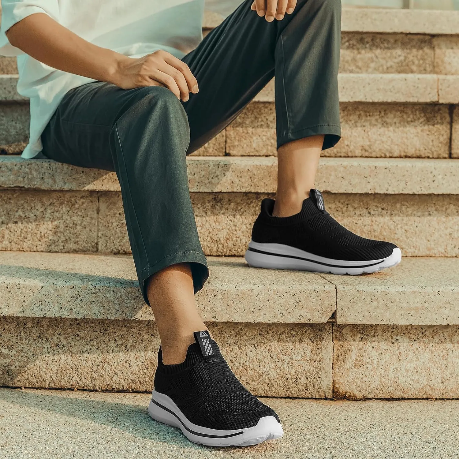Men's Hands-Free Slip On Sneakers | Laceless Walking Shoes for Gym/Travel/Office