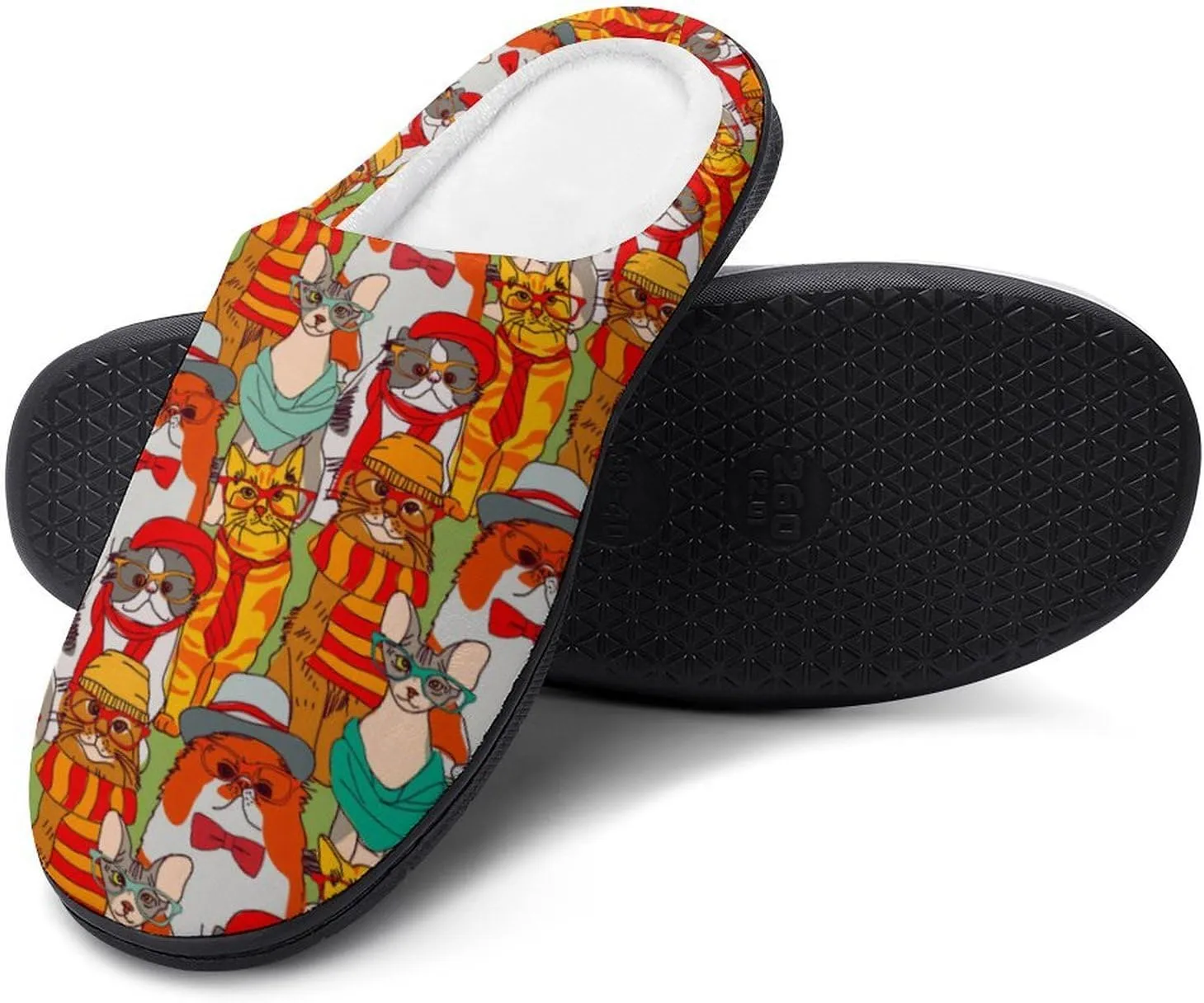 Mens House Slippers Women's Halloween Checkered Cotton Slippers Soft Clog Slippers Non-Slip Sole Indoor Outdoor Shoes
