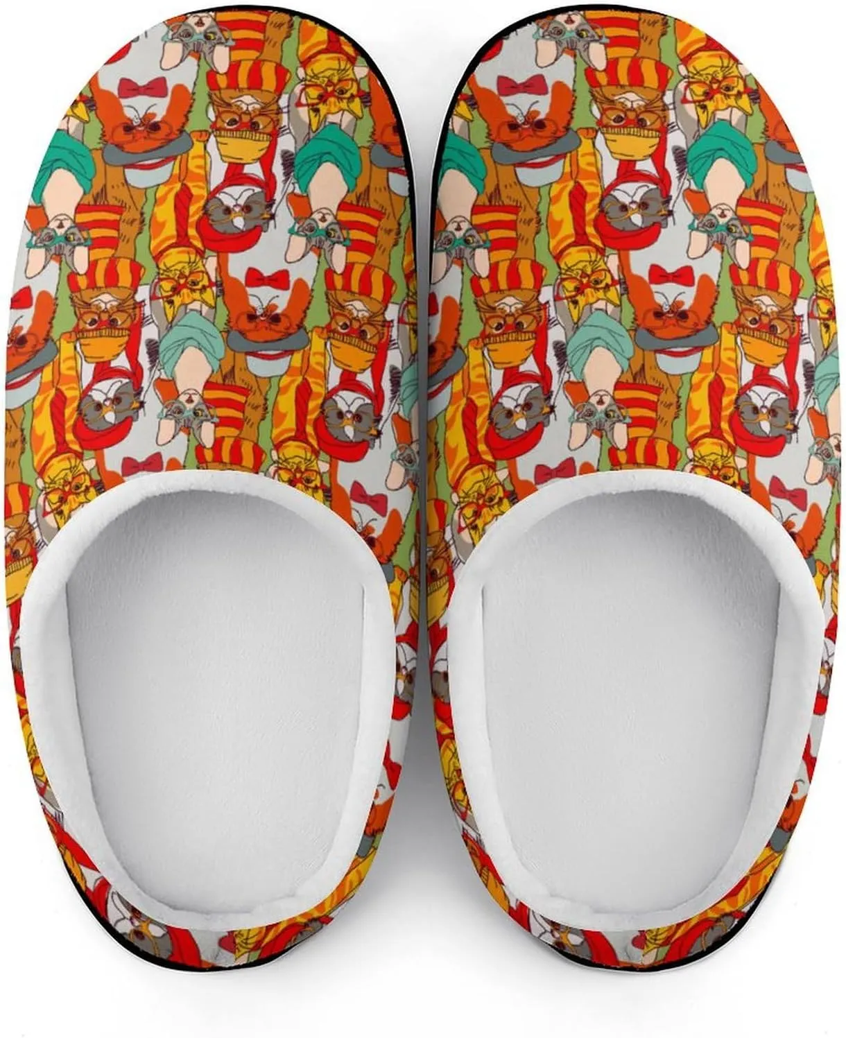 Mens House Slippers Women's Halloween Checkered Cotton Slippers Soft Clog Slippers Non-Slip Sole Indoor Outdoor Shoes